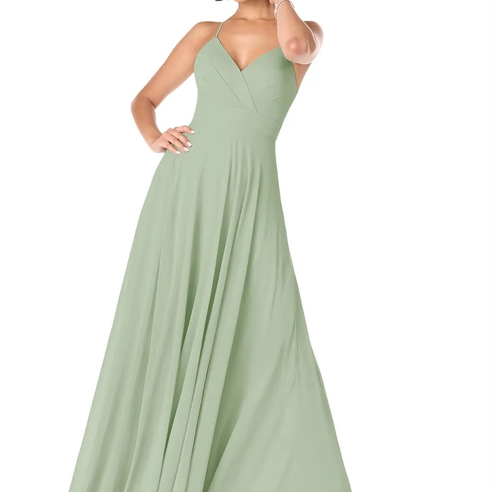 Azazie Avelina Dusty Sage Bridesmaid Dress